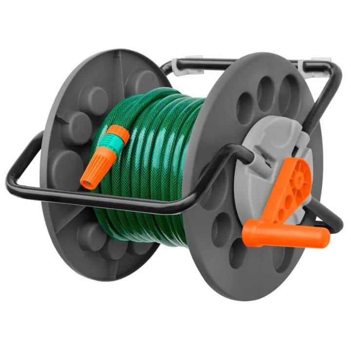 Enrouleur de tuyau avec tuyau de 15 m - En plastique - Gris-vert - 28 x Enrouleur de tuyau avec tuyau de 15 m - En plastique - Gris-vert - 28 x