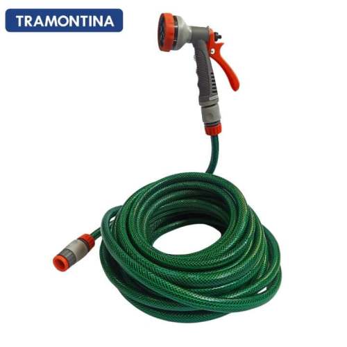 Pack Tuyau d'Arrosage Flex 15m + Buse d'Arrosage Multijet Tramontina